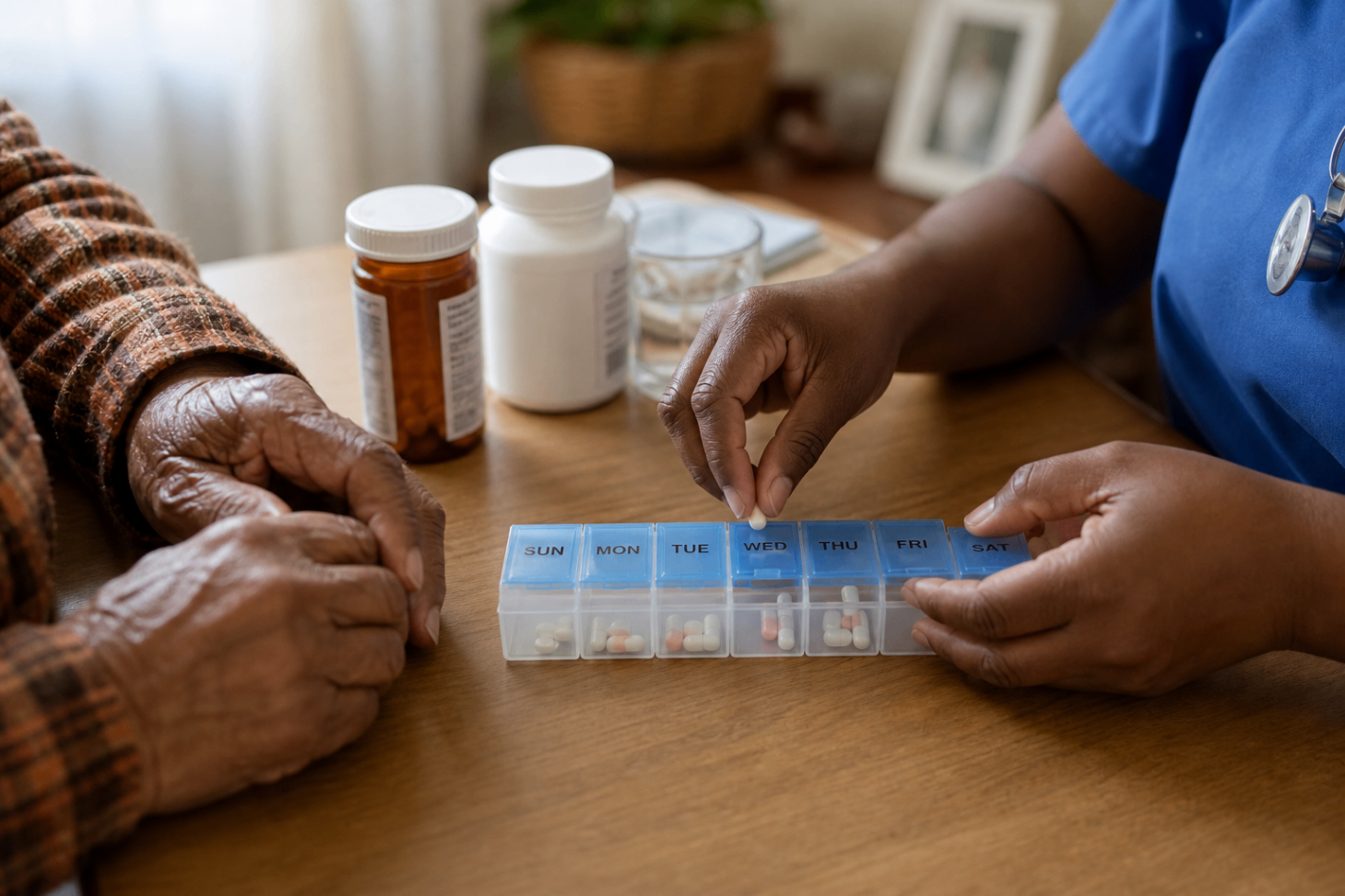 Organisation du traitement médicamenteux avec un patient à domicile